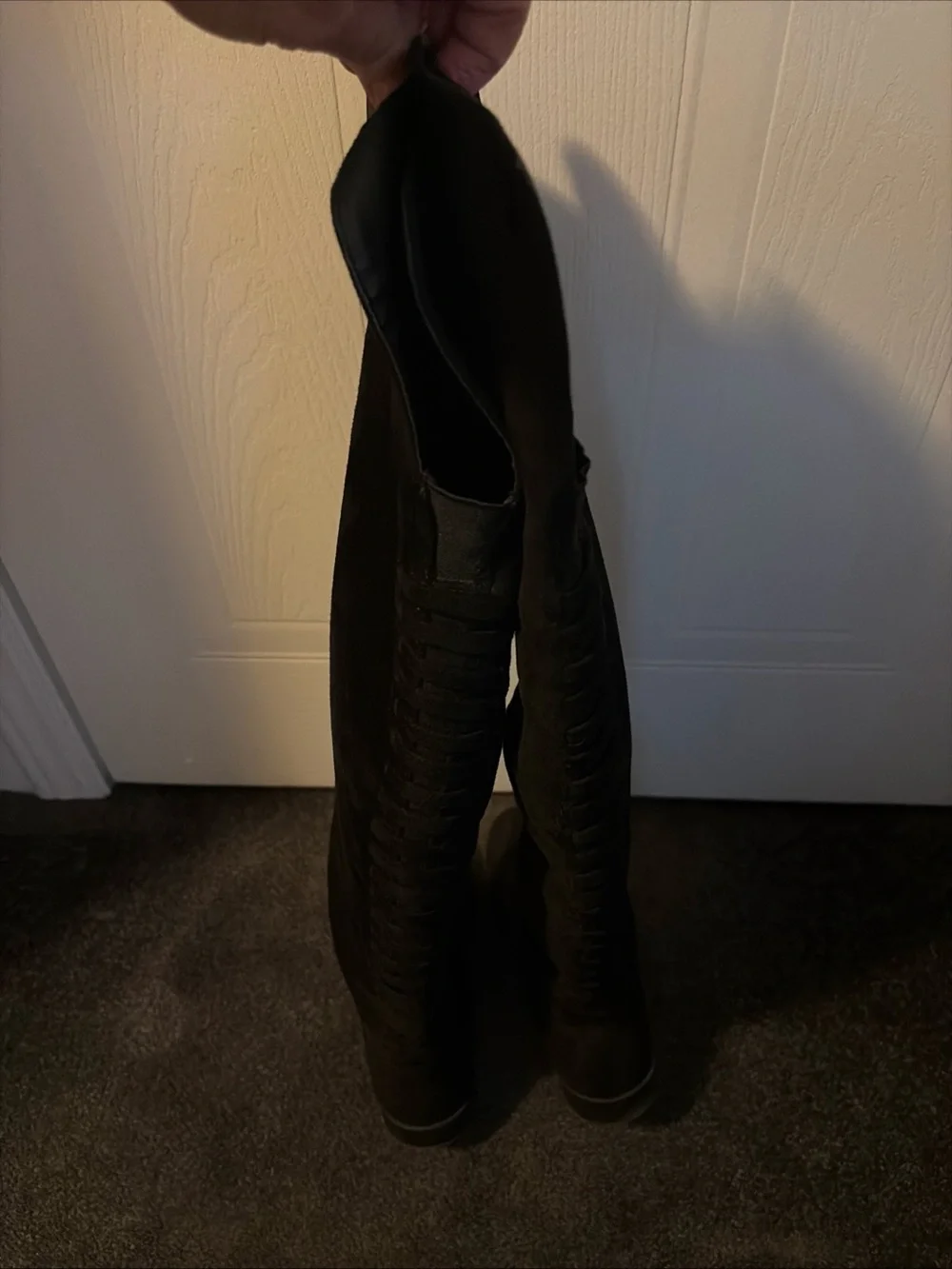 Qupid OTK Boots Womens 7.5 Black Faux Suede over The Knee Pull On
